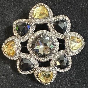 255- Vtge. Premier designs jewelry brooch with Black and crystal stones